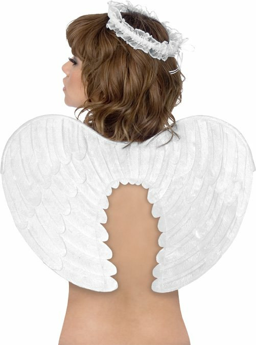 Velvet Angel Wings and Halo (White) Adult - Click Image to Close