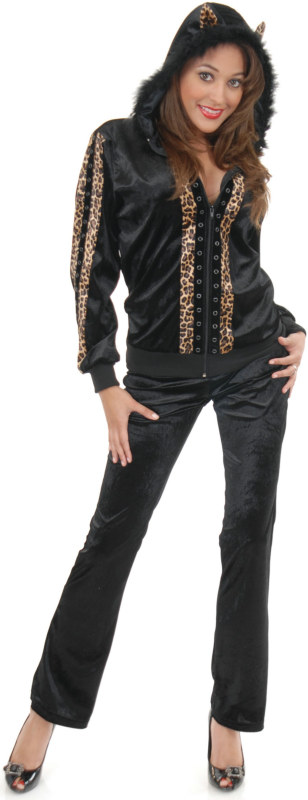 Cat Hoodie Tan Leopard Adult Plus Costume - Click Image to Close