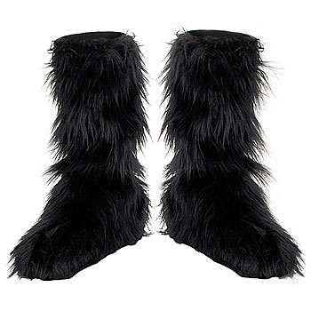 Kids Black Furry Boot Covers - Click Image to Close