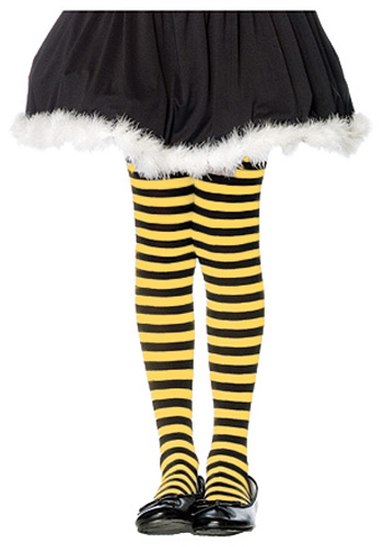Kids Black and Yellow Striped Tights - Click Image to Close