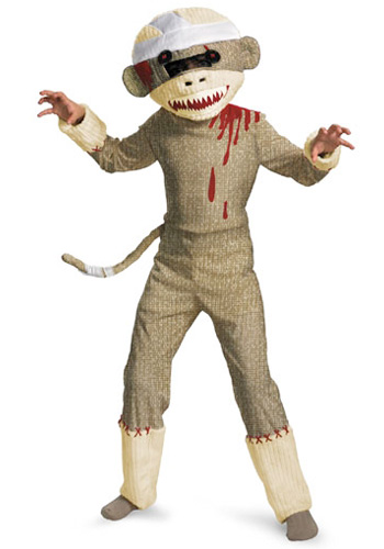 Kids Zombie Sock Monkey Costume - Click Image to Close