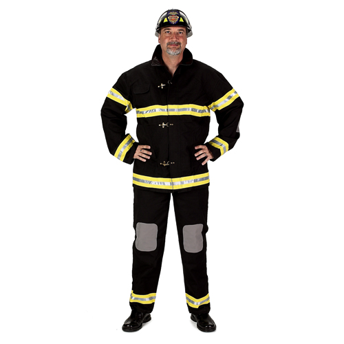 Adult Black Firefighter Suit with Helmet - Click Image to Close