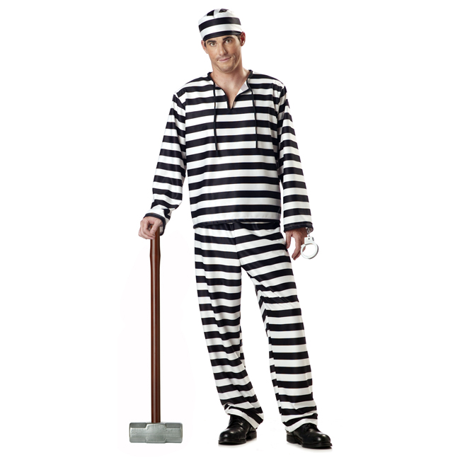 Men's Jailbird Prisoner Costume - Click Image to Close