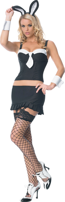 Pinstripe Bunny Gangster Sexy Adult Costume - Click Image to Close