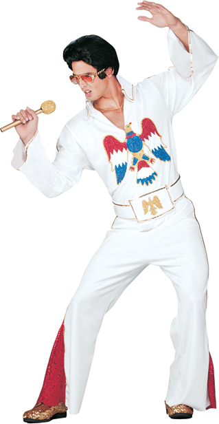 Elvis White Jumpsuit Adult Costume - Click Image to Close