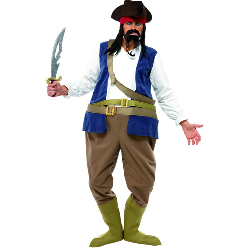 Caribbean Pirate Funny Adult Costume - Click Image to Close