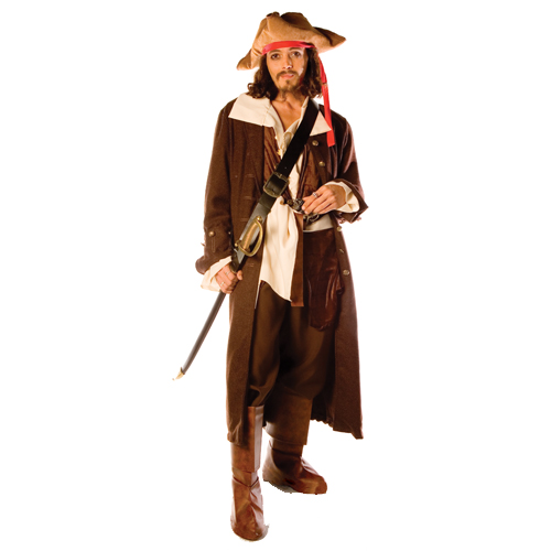 Captain Jack Pirate Adult Costume - Click Image to Close
