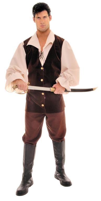 Buccaneer Tan Brown Adult Costume - Click Image to Close