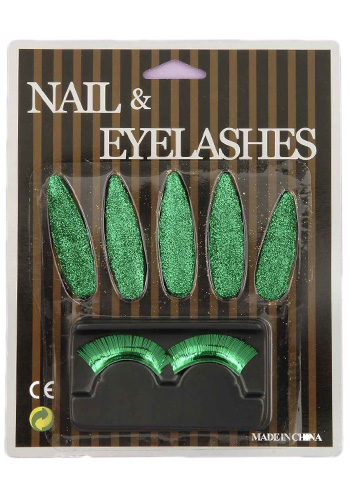 Green Nails and Eyelashes