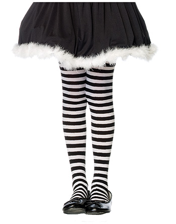 Kids Black and White Striped Tights - Click Image to Close
