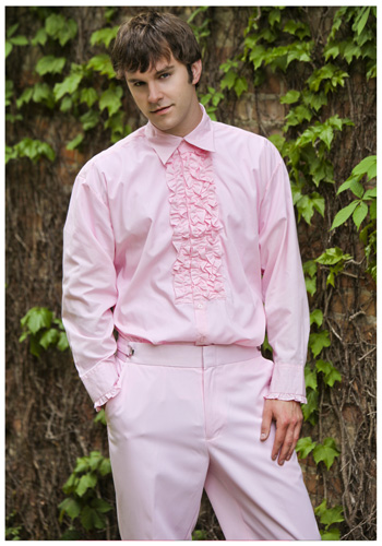 Pink Ruffled Tuxedo Shirt - Click Image to Close