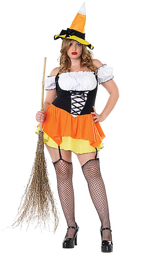 Plus Size Candy Corn Witch Costume - Click Image to Close