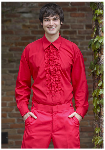 Red Ruffled Tuxedo Shirt