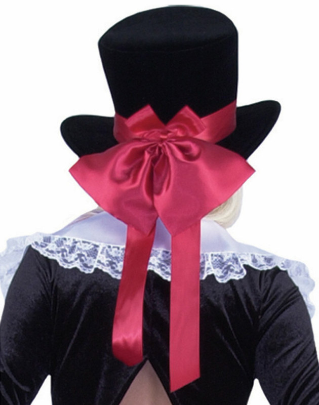 Velvet Hat w/ Satin Bow - Click Image to Close