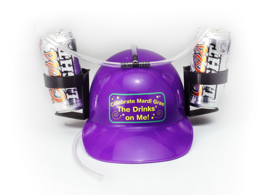 Mardi Gras Drinking Helmet Adult - Click Image to Close