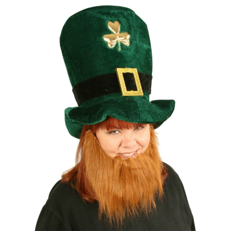 Plush Leprechaun Hat with Beard - Click Image to Close