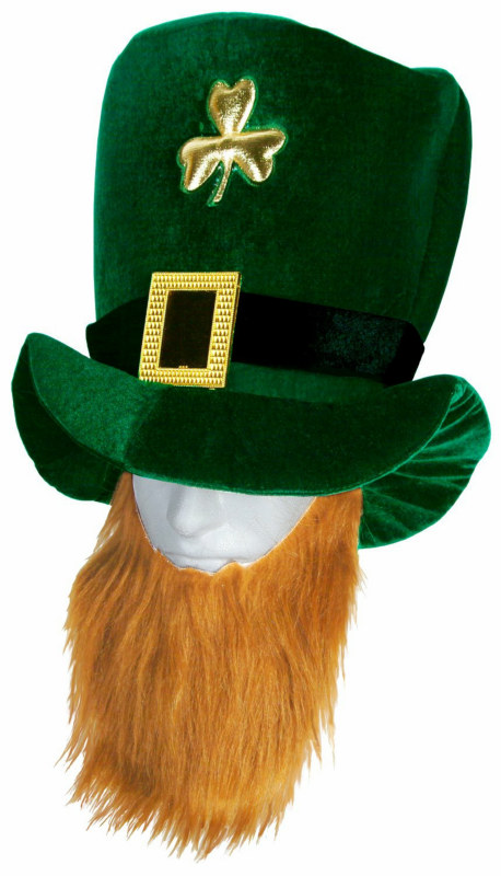 Plush Leprechaun Hat with Beard - Click Image to Close