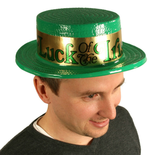 Plastic Irish Skimmer Hat with Foil Band