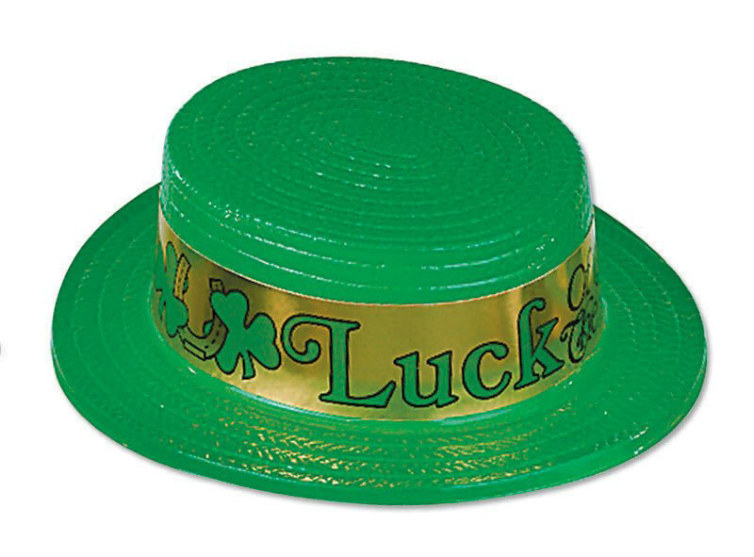 Plastic Irish Skimmer Hat with Foil Band - Click Image to Close