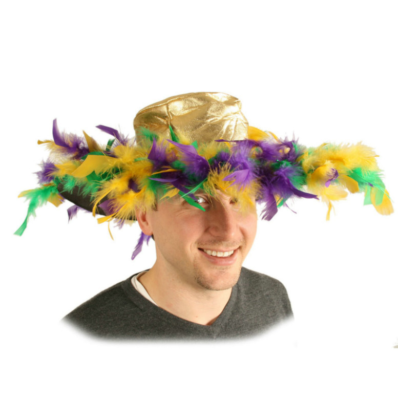 Mardi Gras Feather Hat - Click Image to Close