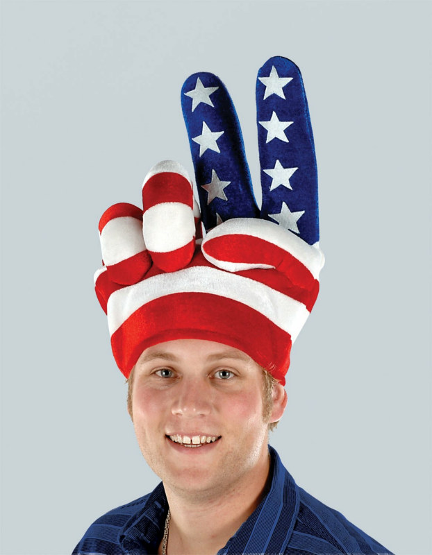 Plush Peace Hand Hat - Click Image to Close