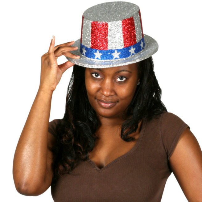 Glittered Patriotic Top Hat - Click Image to Close