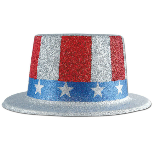 Glittered Patriotic Top Hat - Click Image to Close