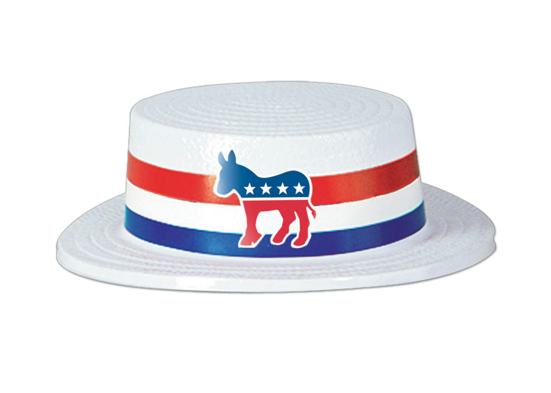 Skimmer Hat with Democratic Donkey Band - Click Image to Close