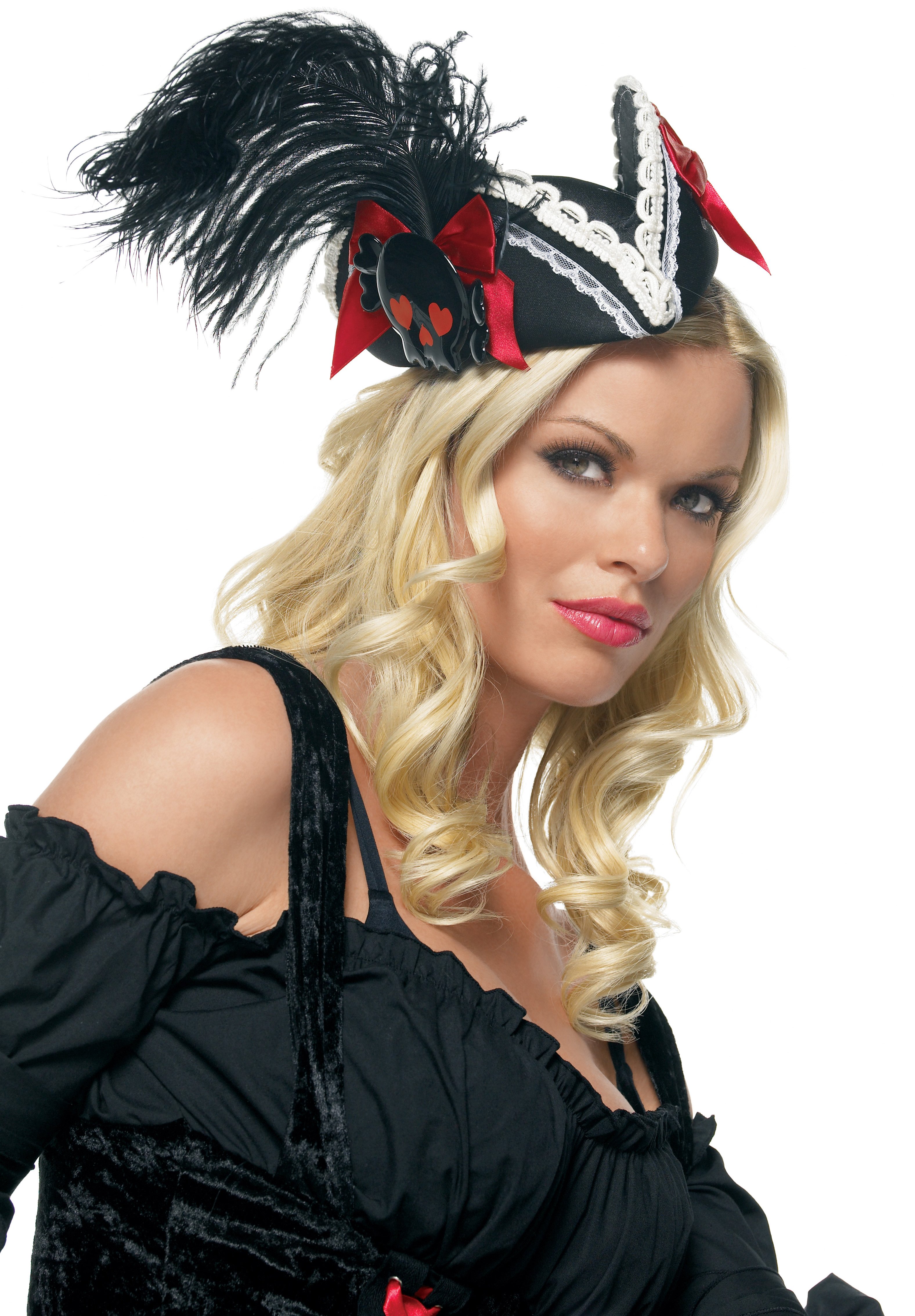 Mini Black/Red Pirate Adult Hat - Click Image to Close