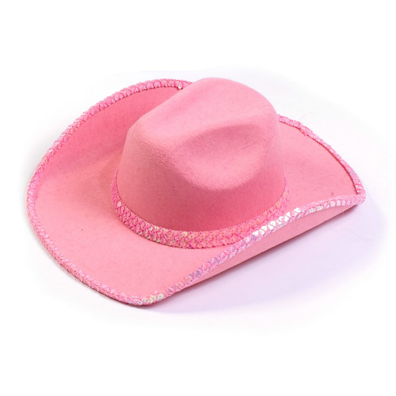 Pink Sequin Cowboy Hat - Click Image to Close