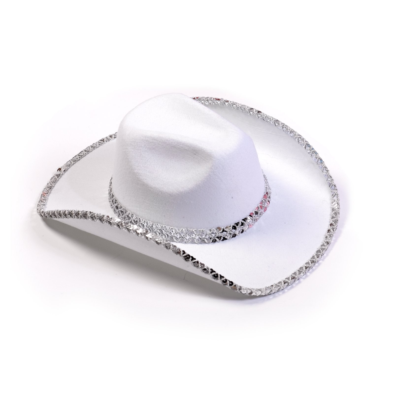 White Sequin Cowboy Hat - Child - Click Image to Close