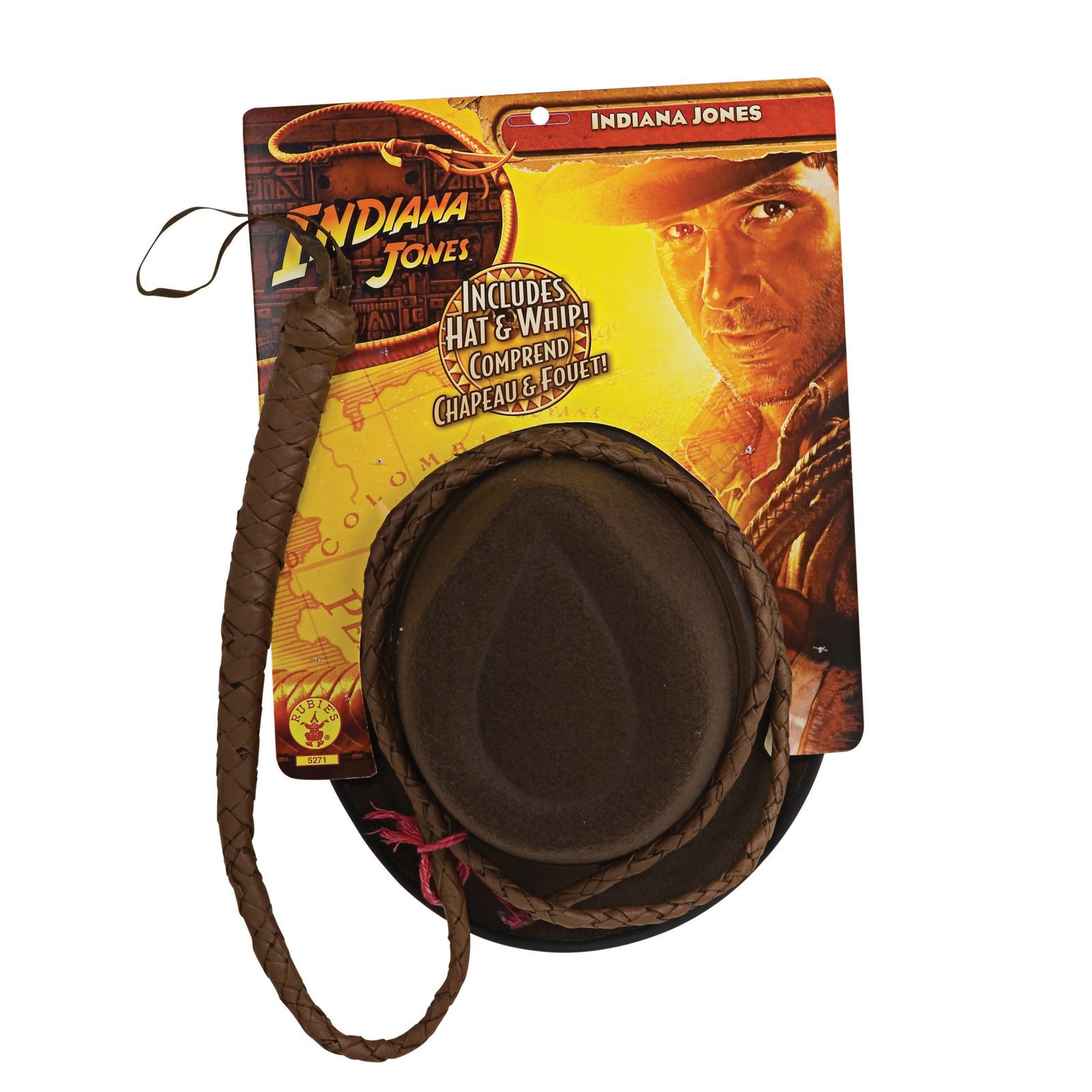 Indiana Jones - Indiana Jones Hat and Whip Set Adult - Click Image to Close