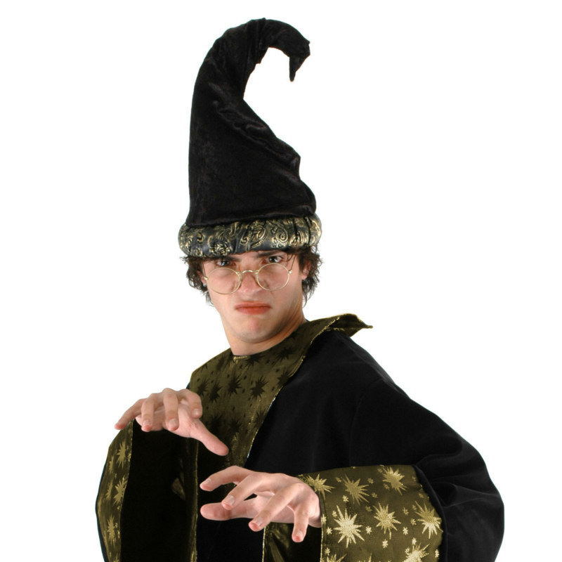 Fancy Wizard Hat - Black - Click Image to Close