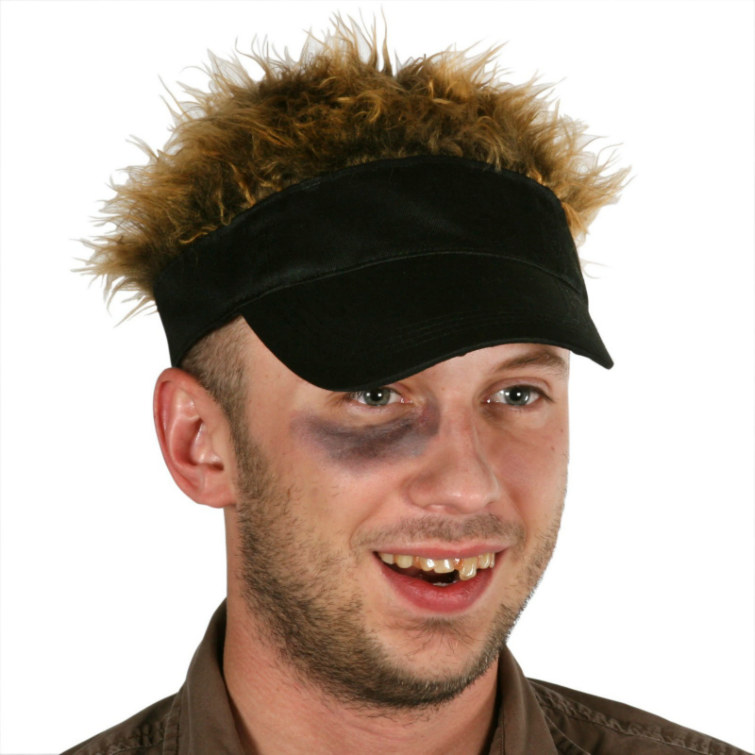 Fun Hair Visor (Black w/Brown) Adult - Click Image to Close