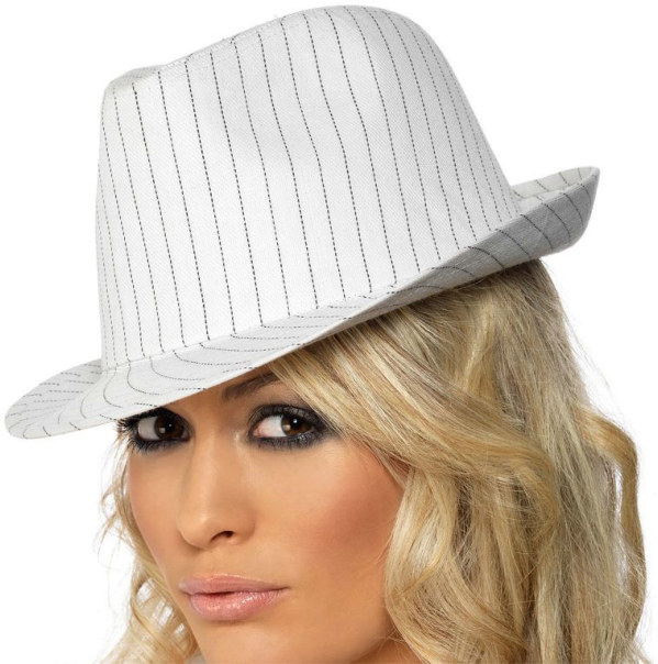 White Gangster Hat Deluxe Adult - Click Image to Close