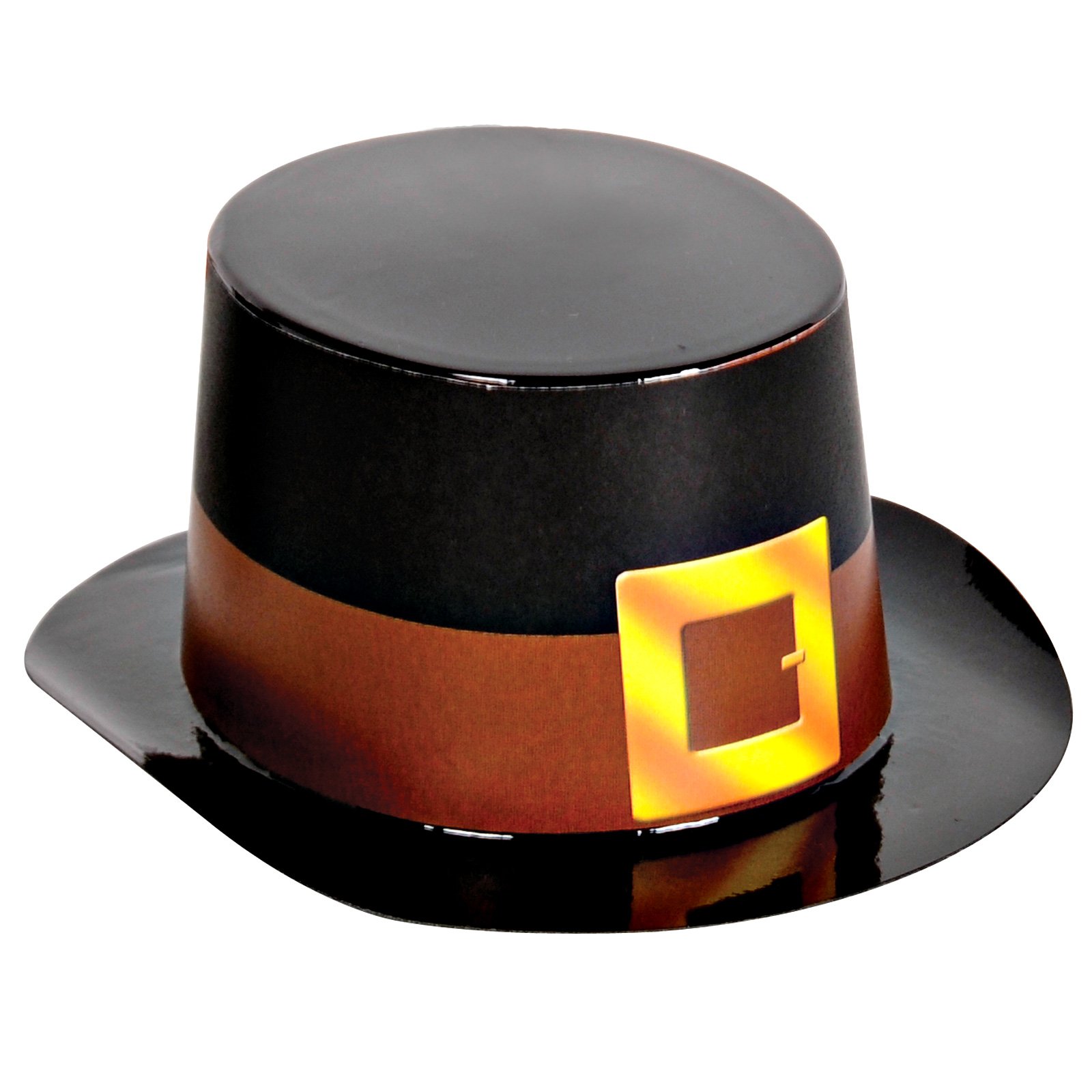 Miniature Black Plastic Top Hat with Buckle
