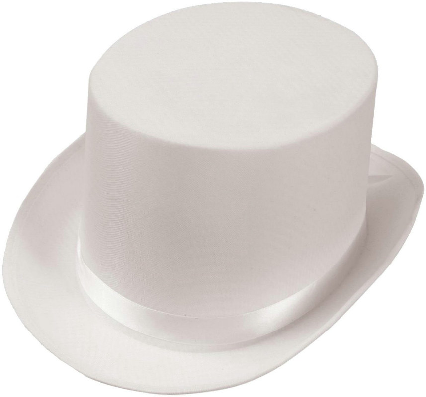 Satin (White) Adult Top Hat - Click Image to Close