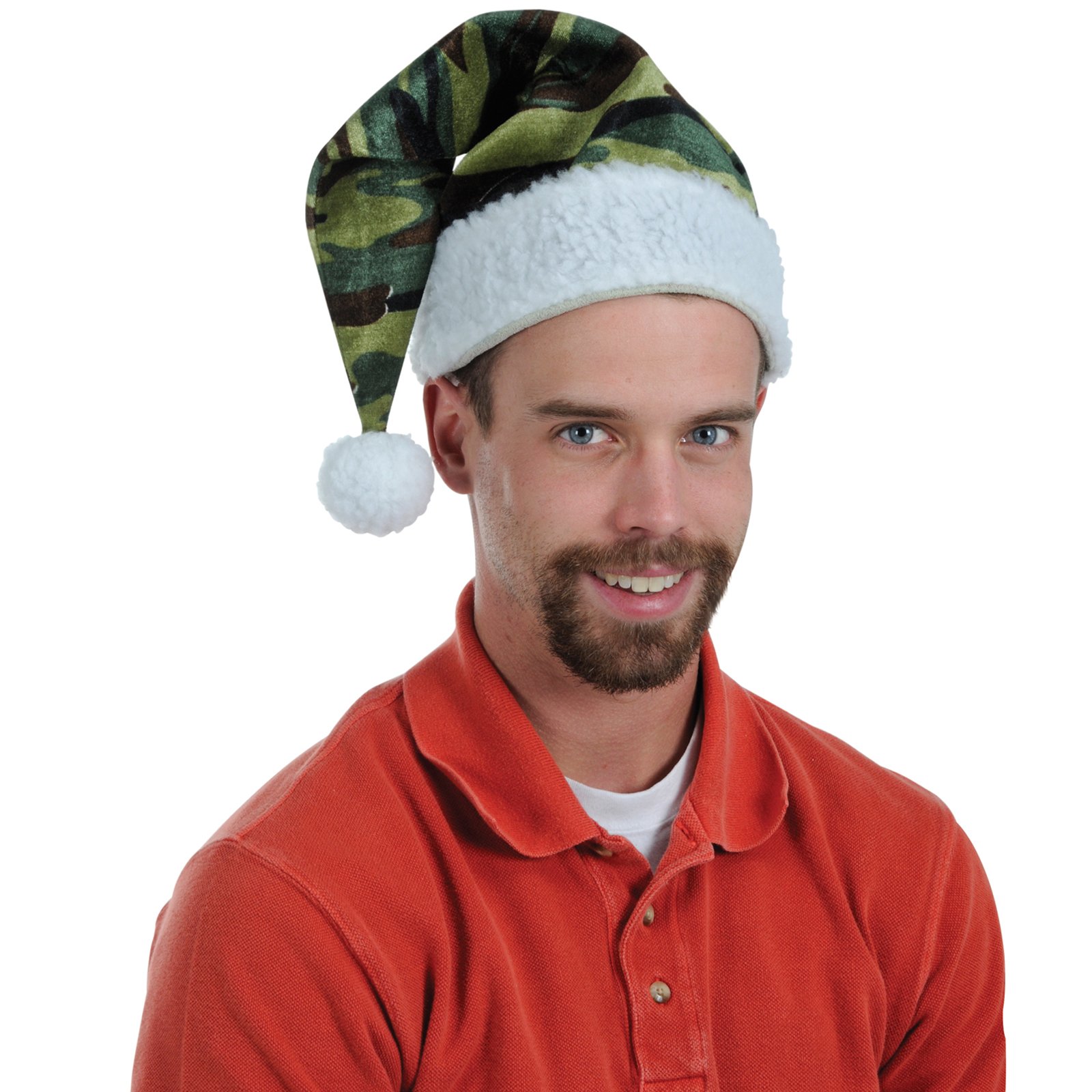 Velvet Camo Santa Hat with Plush Trim