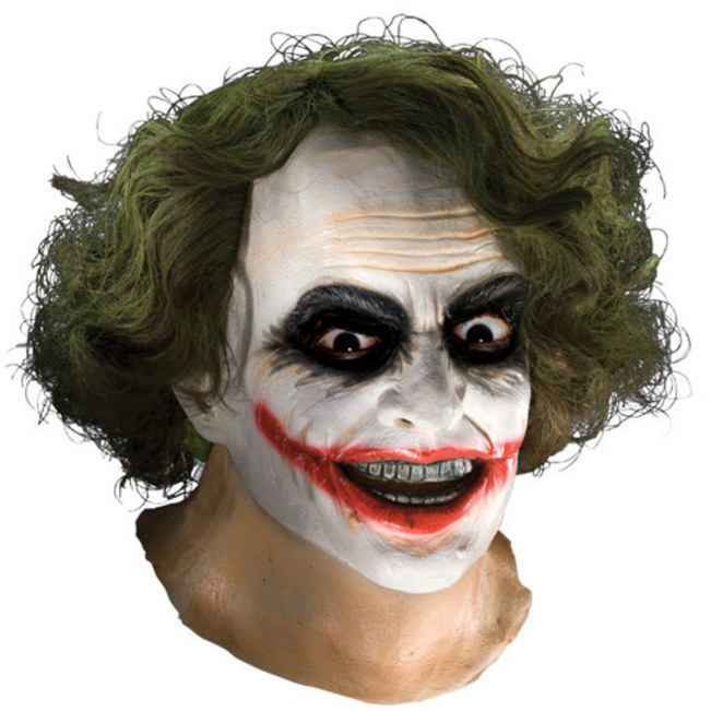 Batman Dark Knight Adult Joker Latex Mask with Hair - Click Image to Close