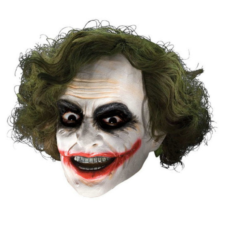 Batman Dark Knight Adult Joker 3/4 Vinyl Mask with Hair - Click Image to Close