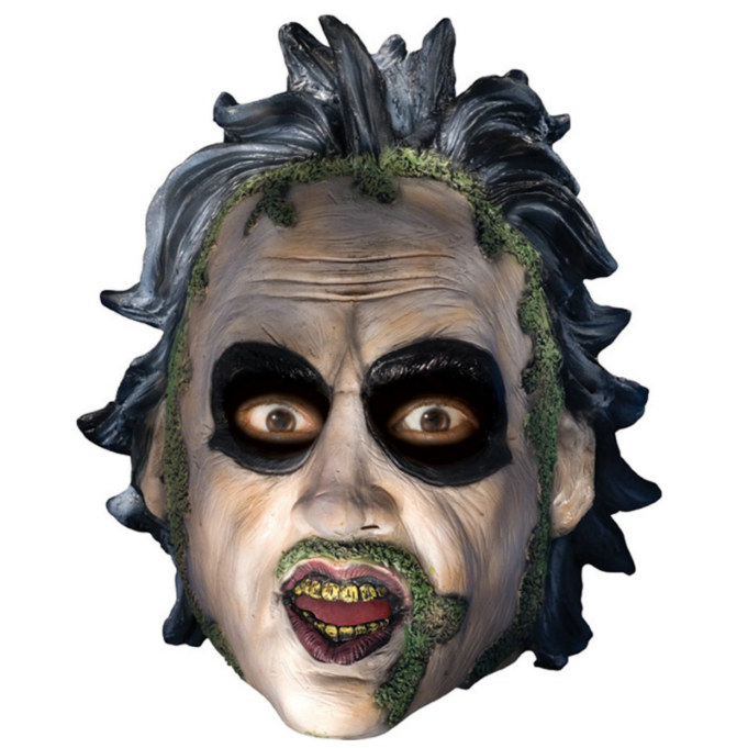 Beetlejuice 3/4 Vinyl Mask with Sculpted Hair - Click Image to Close