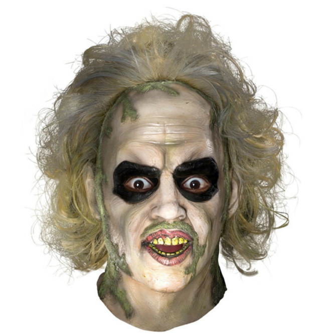 Beetlejuice Overhead Latex Mask with Hair