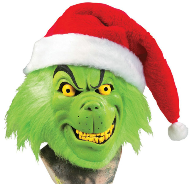 Grinch Deluxe Mask with Hat and Hair - Click Image to Close