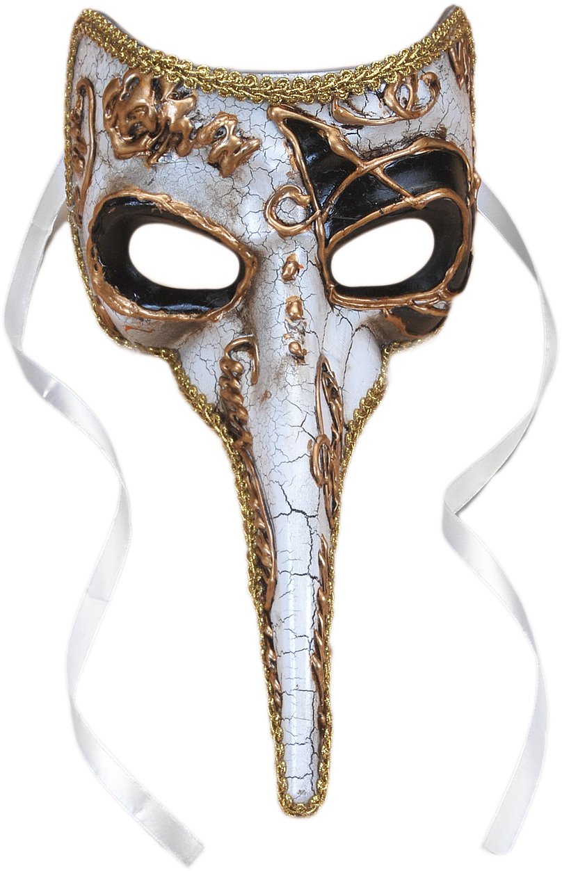 Long-Nosed Black & White Venetian Adult Mask - Click Image to Close