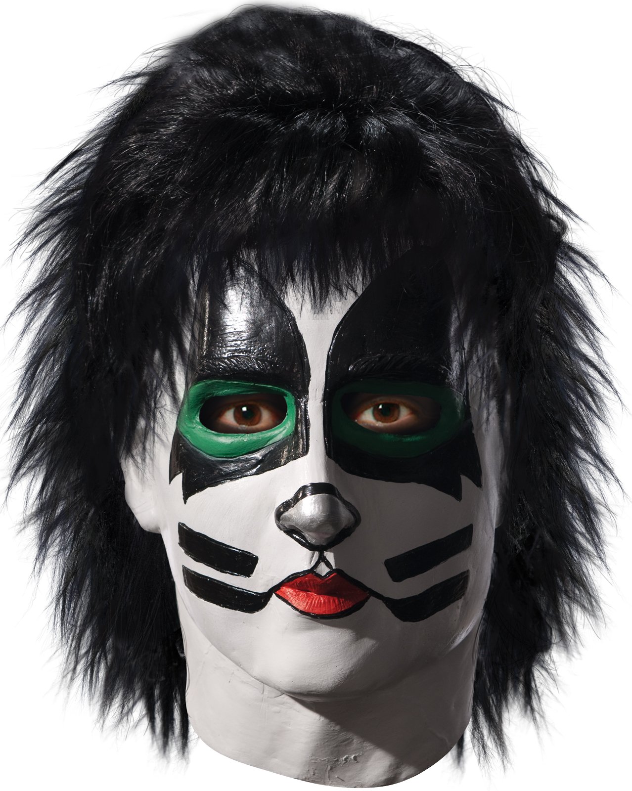 KISS - Catman Latex Full Mask With Hair Adult - Click Image to Close