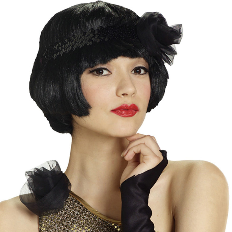 Flapper Flirt Wig Adult (Black) - Click Image to Close