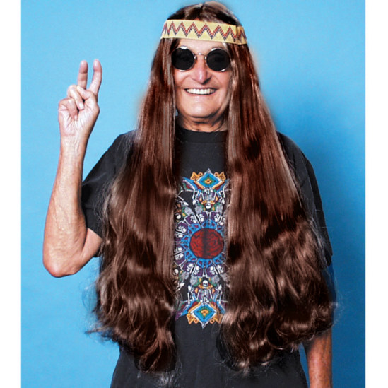 Long Hippie Wig with Headband (Brown)