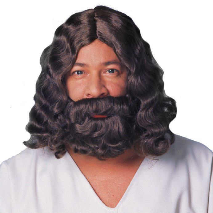 Jesus Beard and Wig - Brown - Click Image to Close