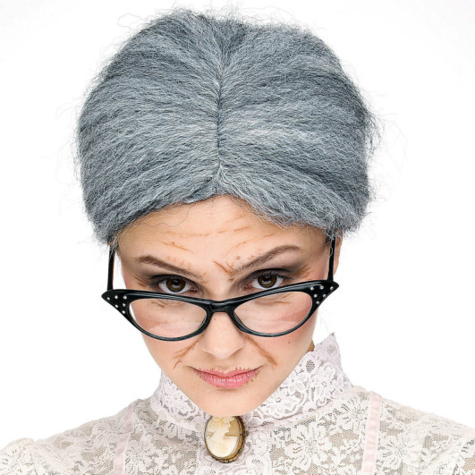 Granny (Gray) Bun Wig Adult - Click Image to Close