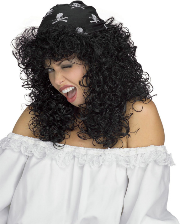 Sexy Pirate Black Adult Wig - Click Image to Close